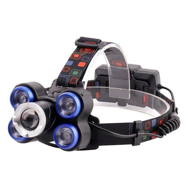 Lanterna frontala de cap, 5 LED, reglabila, cu acumulator