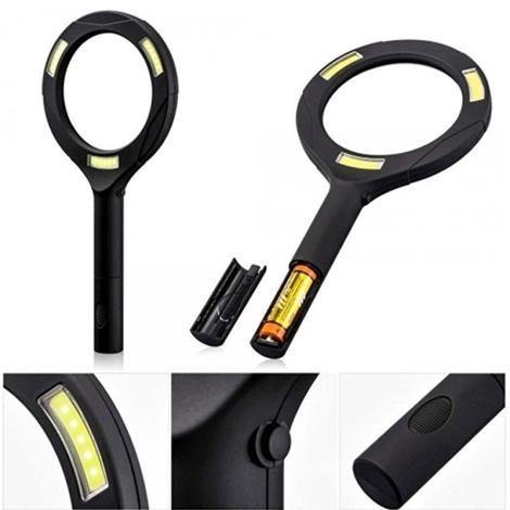 Lupa cu iluminare si zoom 3 LED COB, 3W, MG-3W250, Negru