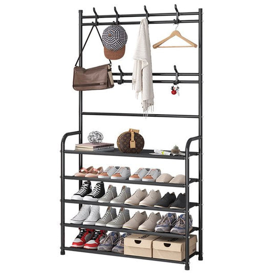 Clothes hanger with shoe support, 5 shelves