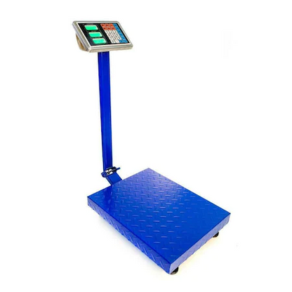 Electronic scale 350kg with battery and metal platform made of corrugated sheet metal, foldable arm