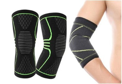 Set of 2 in 1 knee support and elastic elbow support, universal size