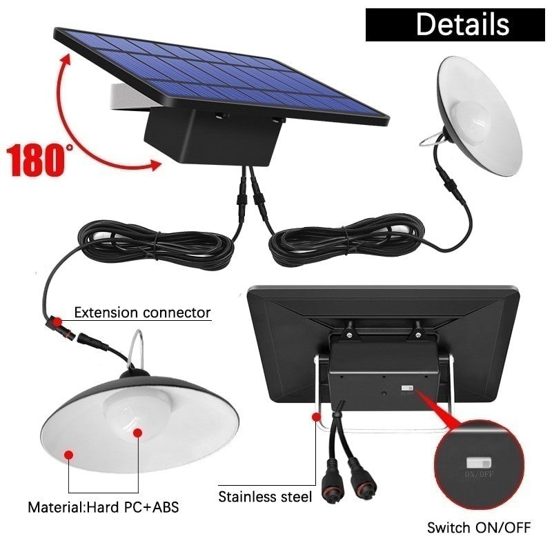 Set panou solar cu 2 becuri LED cu aplica, telecomanda, 50W