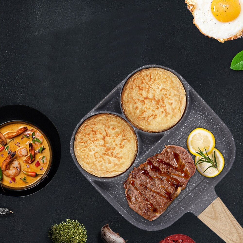 Non-stick pan with 4 compartments