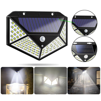 Set 10x Lampa 100 LED cu panou solar, senzor de miscare