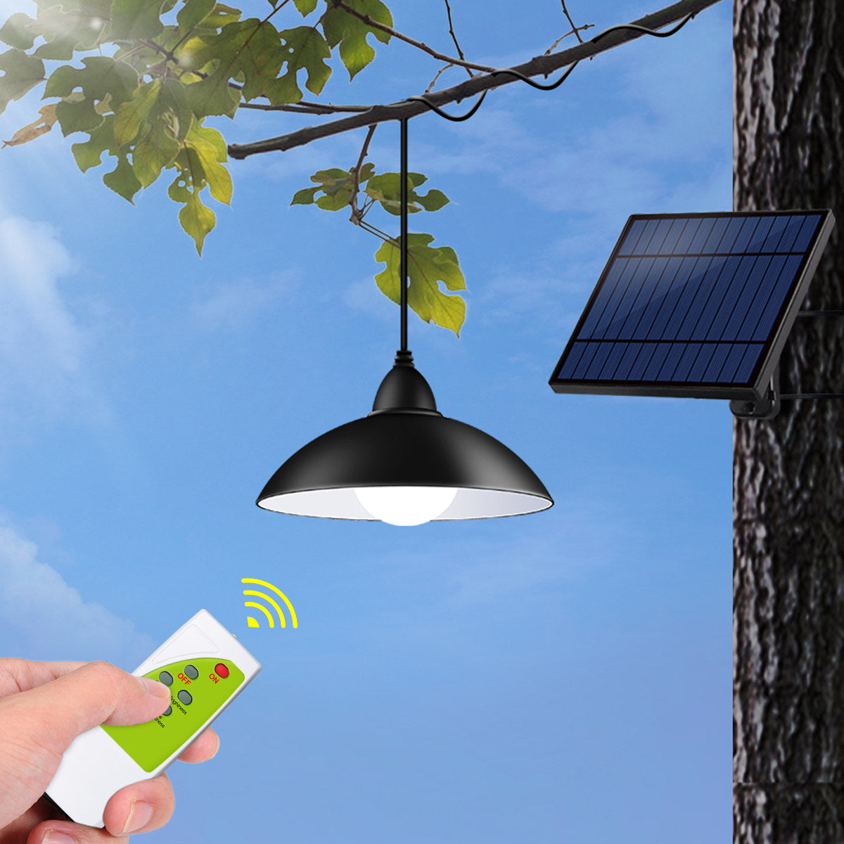 Solar panel set with 2 LED bulbs with application, remote control, 50W