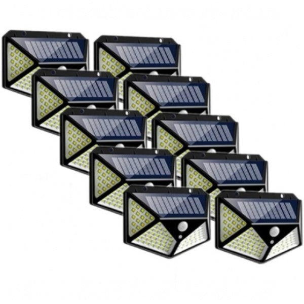 Set 10x 100 LED lamp with solar panel, motion sensor