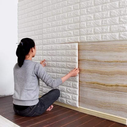 3D wallpaper white bricks, self-adhesive for interior, 70 x 77 cm