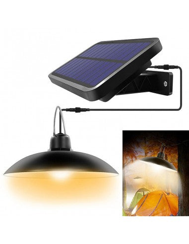 Set panou solar cu 2 becuri LED cu aplica, telecomanda, 50W