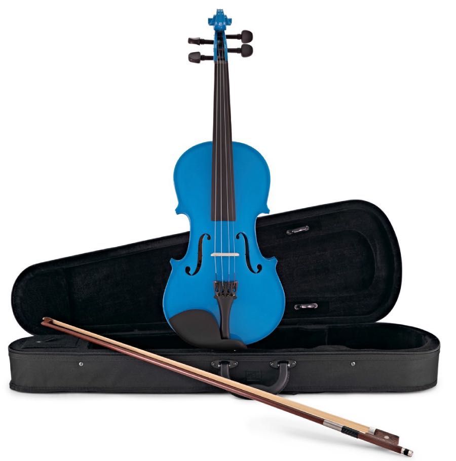 Classical Violin 4/4 Blue For Beginners and Adults, Bow, Sacaz, Contrachin, Carrying Bag