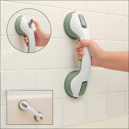 Removable handle with suction cups for the bathroom