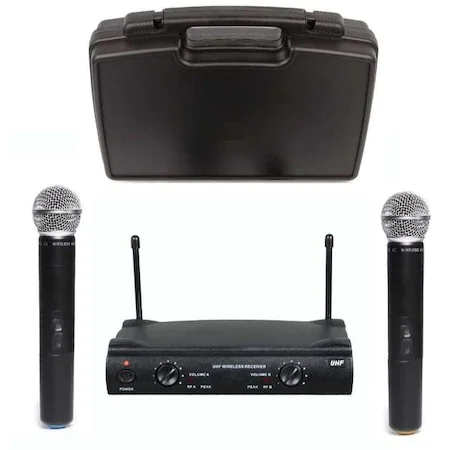 Sistem Audio Profesional 2 Microfoane Wireless Shure UHF SM58-1, Valiza Transport, Jack de 6.3mm, Adaptor Alimentare 220V, 2 Baterii de 9V, Raza Operare 100m