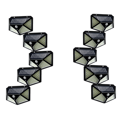 Set 10x Lampa 100 LED cu panou solar, senzor de miscare