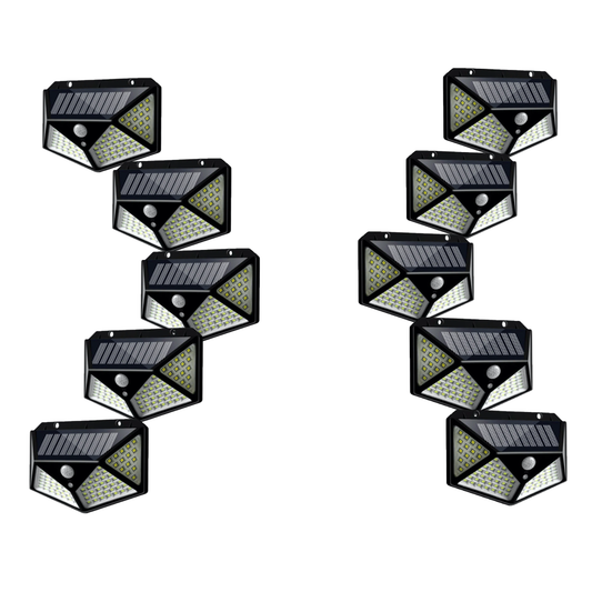 Set 10x 100 LED lamp with solar panel, motion sensor