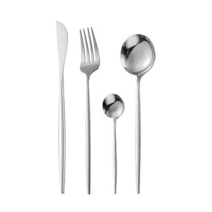 24-piece stainless steel cutlery set for 6 people, packed in a box, silver