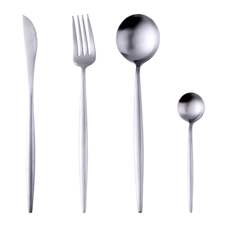 24-piece stainless steel cutlery set for 6 people, packed in a box, silver