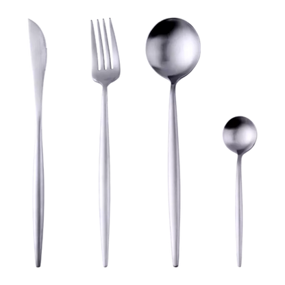 24-piece stainless steel cutlery set for 6 people, packed in a box, silver