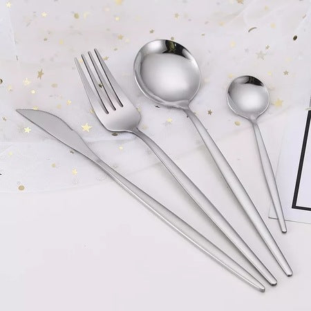 24-piece stainless steel cutlery set for 6 people, packed in a box, silver